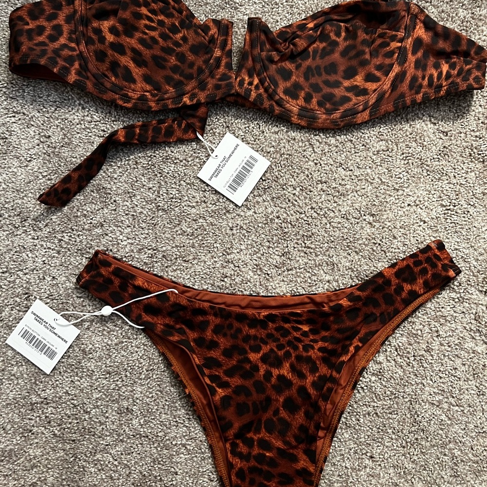 Leopard Print Bikini Set (Clovelly Top, Byron Bottom) Dark Jaguar